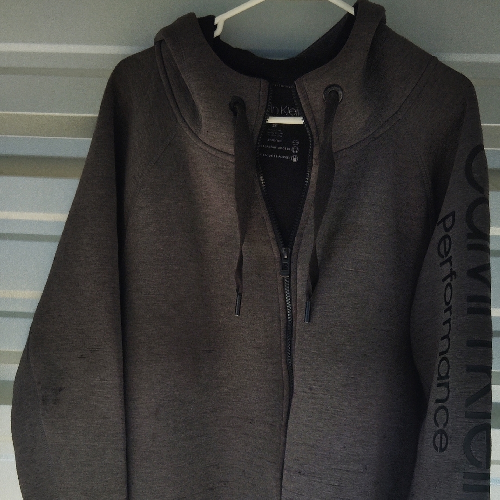 Calvin Klein Gray Heathered Zip Up Sweater